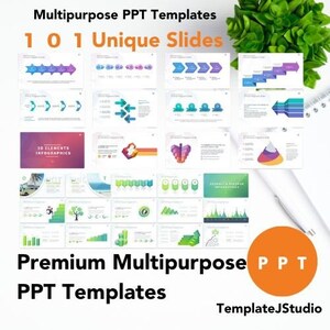 101 unique slides of 10 different color themes multipurpose corporate education business powerpoint presentation