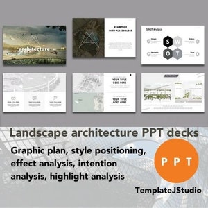 50 sets of landscape architecture PowerPoint slides, graphical plan, style positioning