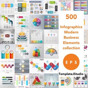 Infografías colección de elementos empresariales modernos infografía de archivos EPS para negocios, trabajo, estudio