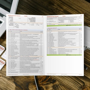 Könnte beinhalten: Eine Checkliste für die Sicherheit vor dem Flug und die Missionsplanung für Drohnenpiloten. Die Checkliste umfasst Abschnitte für Vorflugkontrollen, Missionsplanung und Sicherheitsbewertung. Die Checkliste ist auf weißem Papier mit grünen und roten Markierungen gedruckt.