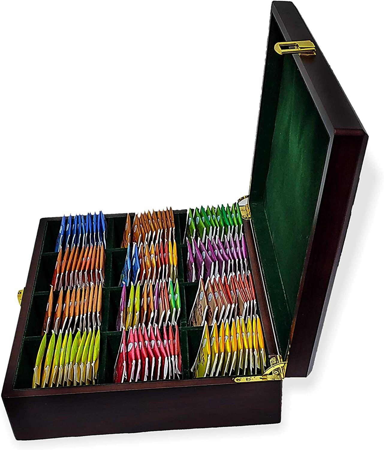 Gift Tea Box Wooden Luxury 12 Compartment With 170 Tea Bags 120in