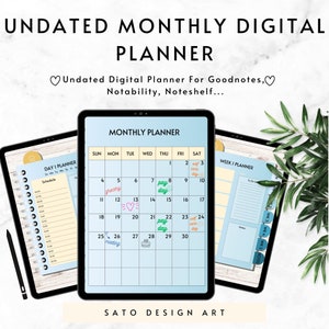 Undated Goodnotes Planner | Monthly Digital Planner | Goodnotes Template | iPad Planner | Digital Download Minimalist Planner