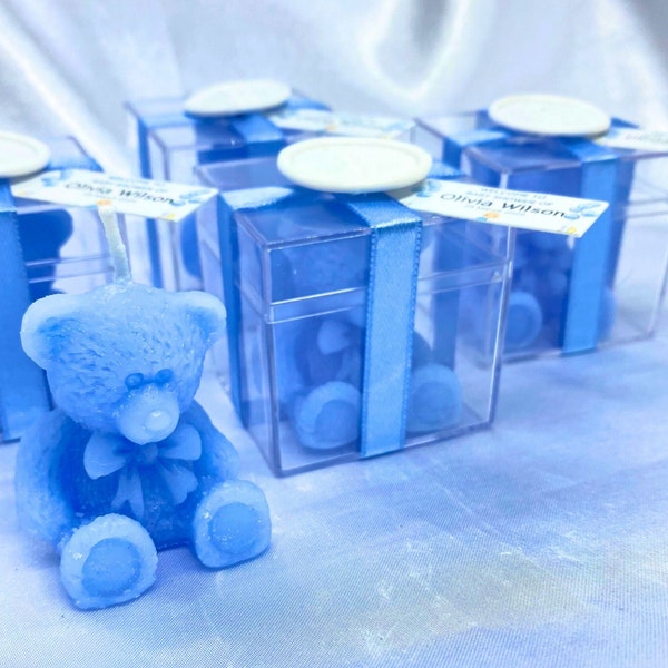 Personalized Teddy Bear Candle, Custom Baby Shower Candle, Baby Birthday Gift, Bear Candle, Baby Birthday Candle, Bubble Candle Gift