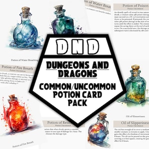 D&D Common/Uncommon Potion Card Pack || 12 Zaubertränke/Details || Sehhilfe Referenzkarten || Aquarell Zaubertränke || Digitaler Download || DnD 5e