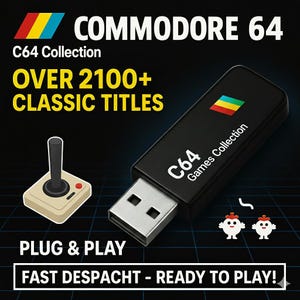 Chiavetta USB per C64 Mini / Maxi con Oltre 2.100 Giochi Classici | Commodore 64