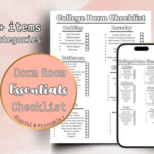 Editable College Dorm Packing List: Printable Checklist (Canva PDF Template