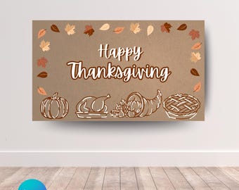 Thanksgiving Banner Template | Editable Digital Download | Cute Thanksgiving Banner | Fall Banner | Festive Banner Template | Friendsgiving