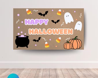Halloween Banner Template | Editable Digital Download | Cute Spooky ...
