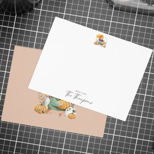 Aangepaste Thanksgiving-kaart Gepersonaliseerde kaart Herfstkaart Wenskaart Bedankkaart Herfst Notities Dankbaarheidskaart Beer Pompoen Ontwerp Bladeren