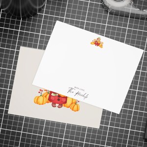 Aangepaste Thanksgiving-kaart Gepersonaliseerde kaart Herfstkaart Wenskaart Bedankkaart Herfst Notities Dankbaarheidskaart Beer Pompoen Ontwerp Bladeren