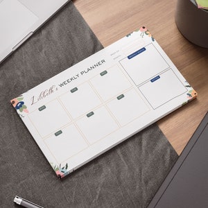 Custom Post-it® Weekly Planner Elegant Personalized Sticky Notes 10x6 Office School Organize Gifts for Teacher Her Student Mom Notepad Tool