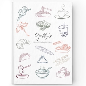 Custom Travel Food Journal Personalized Travel Food Notebook Journal Bucket List World Food Travel Gift Birthday Anniversary Wedding Gift