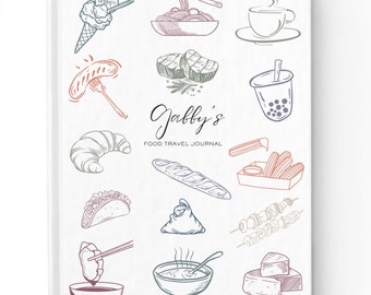 Custom Travel Food Journal Personalized Travel Food Notebook Journal Bucket List World Food Travel Gift Birthday Anniversary Wedding Gift