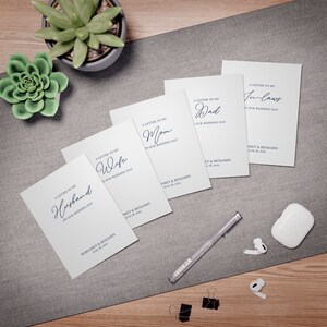 Juego de tarjetas personalizadas para el día de la boda para esposo, esposa, mamá, papá, suegros, cartas de boda, mensajes, tarjetas especiales, regalo de boda, tarjetas para parejas del día de la boda