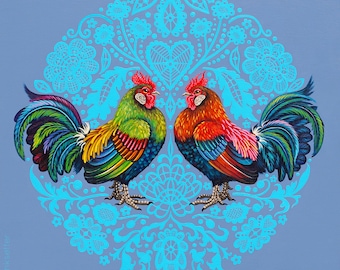 Roosters | Fine Art Print | 8 x 8 or 11 x 11