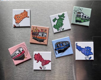 Imanes para nevera (serie MBTA, Somerville, Cambridge, Boston, Allston-Brighton)