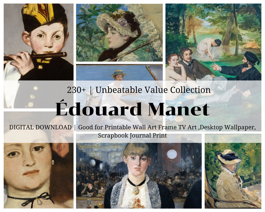 230 Manet Impressionism Paintings Drawings Image Bundle Printable Wall ...