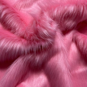 Pink soft luxury faux fur, vegan animal fur, First Class Extra Long Pile Faux Fur fabric Square