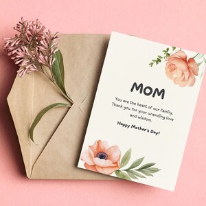 Tarjeta personalizable del Día de la Madre en Canva / Diseño floral elegante para mensajes personalizados