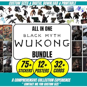 Digital Monkey Warrior Poster Sticker Card Set | Gamer Room Decor | Epic Journey Wall Art