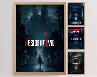 Pósteres de juegos de terror digitales, impresiones de alta calidad, arte de pared, colección icónica, decoración única de videojuegos para salas de jugadores y regalo para fanáticos del terror.