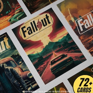 Pu&ograve; includere: Una collezione di stampe d'arte digitali con il logo Fallout e scene post-apocalittiche con auto d'epoca, paesaggi desertici e funghi atomici. Le opere mostrano un'estetica retr&ograve; con tavolozze di colori caldi e includono oltre 72 carte.