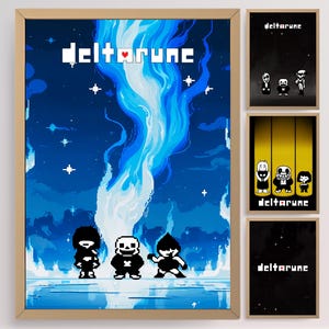 Fantasy Pixel Art Poster Print Set of 4 Underground Adventures RPG Themes Game Wall Art Perfect for Gamers Collectors Indie Style Decor Gift