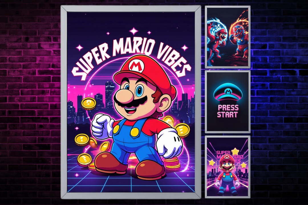 Playful Game Character Poster for Boys Room or Pixel Retro Video Game ...