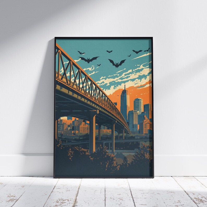 Austin Texas Retro Travel Poster Skyline Capitol Wall Art Print ...