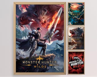 MONSTER HUNTER WILDS タペストリー Monster Hunter Wilds Poster: Japanese Tapestry Style Gaming