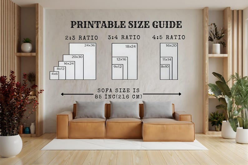 This product includes multiple size options for flexible display. You will receive the following aspect ratios: 2:3 Ratio – 24x36 inches, 3:4 Ratio – 18x24 inches, 4:5 Ratio – 16x20 inches, ISO A Series – A2. These formats ensure compatibility with a wide range of frames and spaces, making it easy to adapt the artwork to your interior styling needs.