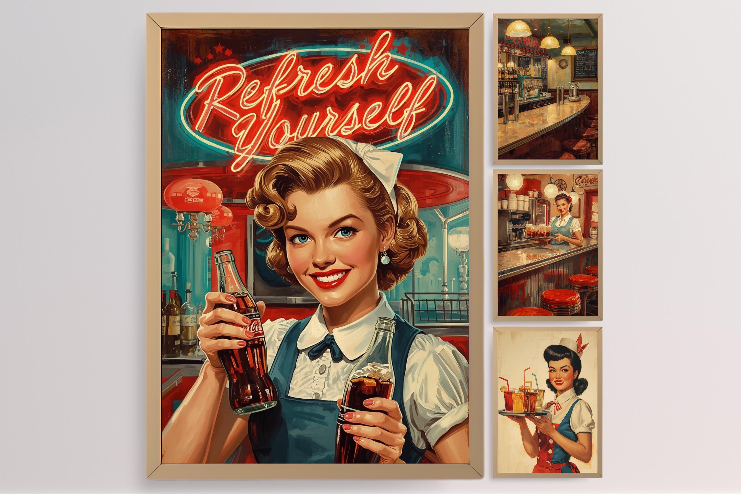 Retro diner poster - Etsy 日本