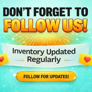 Promotional visual encouraging connection with phrases like follow us and regularly updated inventory. The image highlights a growing collection of dark atmospheric artworks and invites viewers to stay updated with new releases and designs.