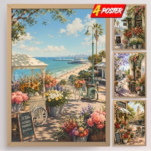 Decoración de paredes de floristerías australianas: Melbourne St Kilda Beach Market, Perth, Brisbane, Adelaide (carteles)