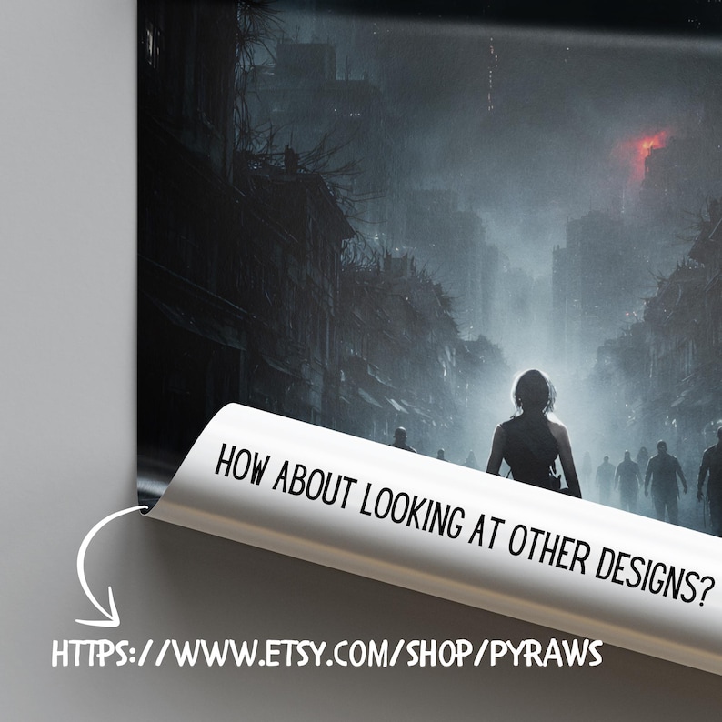 Printable wall art shown slightly folded to demonstrate physical print potential. This listing includes four coordinated poster designs delivered as high-resolution 300 DPI files for professional-quality printing. You can print at home, at a local print shop, or using an online printing service. The artwork maintains sharp detail and rich contrast across all formats.