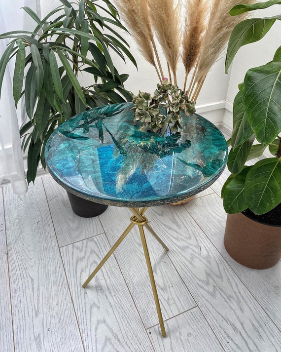 Custom Epoxy Resin River Table Solid Epoxy Round Table Handmade