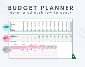 Forecast your Cashflow : Digital Budget Planner, Spreadsheet template, editable monthly planner, Excel, Recurring Revenue Tracking