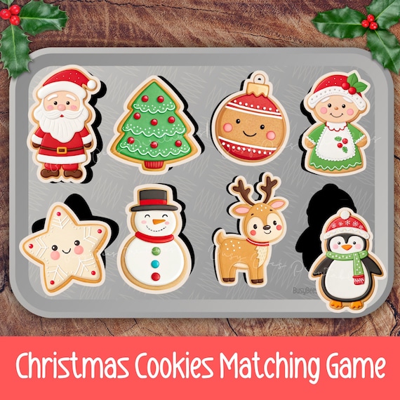 Christmas Shape Matching Activity for Toddlers, Christmas Cookie Shadow Matching Game, Preschool Printable, Winter Quiet Time Activity