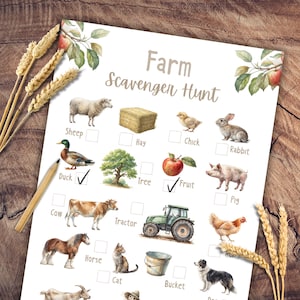 Farm Animals Scavenger Hunt, Farm Activity Sheet, Outdoor Learning