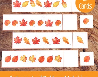 Autumn Pattern Matching Activity, Montessori Leaf Pattern Sequencing, Printable Fall Leaves Learning Resource, Preschool Worksheet
