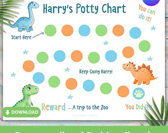 Dinosaur Potty Chart for Boys, Dinosaur Reward Chart, Printable Toddler Potty Tracker, Boys Potty Training