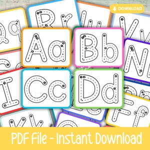 Tarjetas para trazar el alfabeto, letras imprimibles para trazar, práctica de escritura de letras mayúsculas y minúsculas para preescolar y educación en casa imagen 5