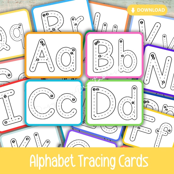 Alphabet Tracing Cards, Tracing Letters Printable, Uppercase & Lowercase Letter Writing Practice for Preschool and Homeschool