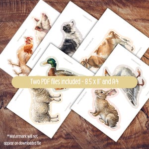 Farm Animals Lacing Cards, Preschool Printable, Montessori Fine Motor Activity, Set of 8 Cards image 5