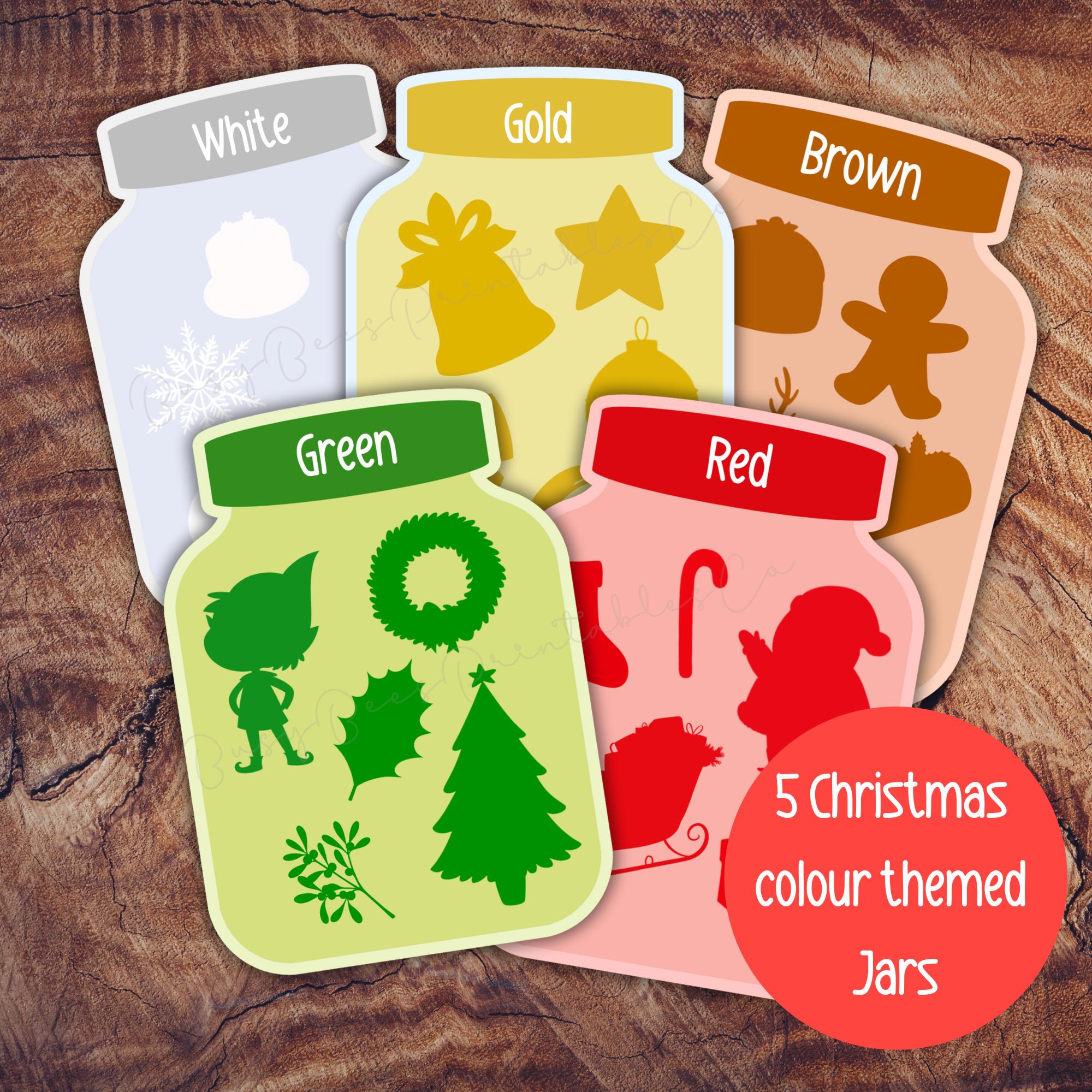 Christmas Color Sorting Game, Colour Matching Jars Activity for ...