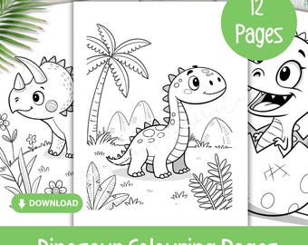 Dibujos de dinosaurios para colorear para niños, hojas para colorear imprimibles para preescolar, actividades para el aula, recuerdos para fiestas de cumpleaños, descarga instantánea