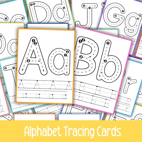 Alphabet Tracing Cards, Tracing Letters Printable, Uppercase & Lowercase Letter Writing Practice for Preschool and Homeschool