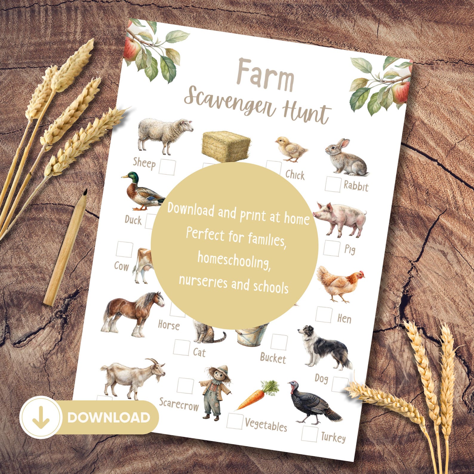 Farm Animals Scavenger Hunt, Farm Activity Sheet, Outdoor Learning - Etsy