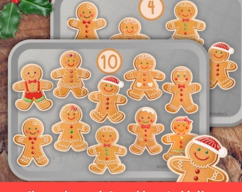 Christmas Counting Activity, Gingerbread Man Counting, Christmas Preschool Printable, Toddler Maths