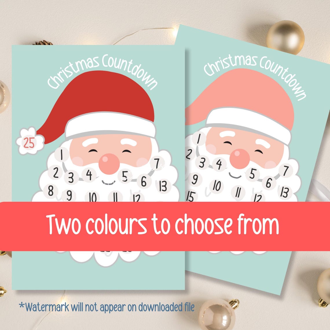 Santa Christmas Countdown, Santa's Beard Countdown Calendar, Santa's ...